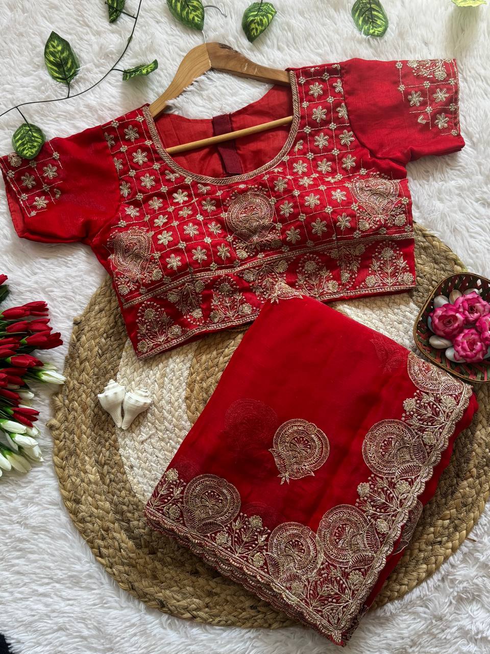 RICH LOOK FUNCTIONS PARTY WEAR SAREE - FOUR UNIQUE COLORS