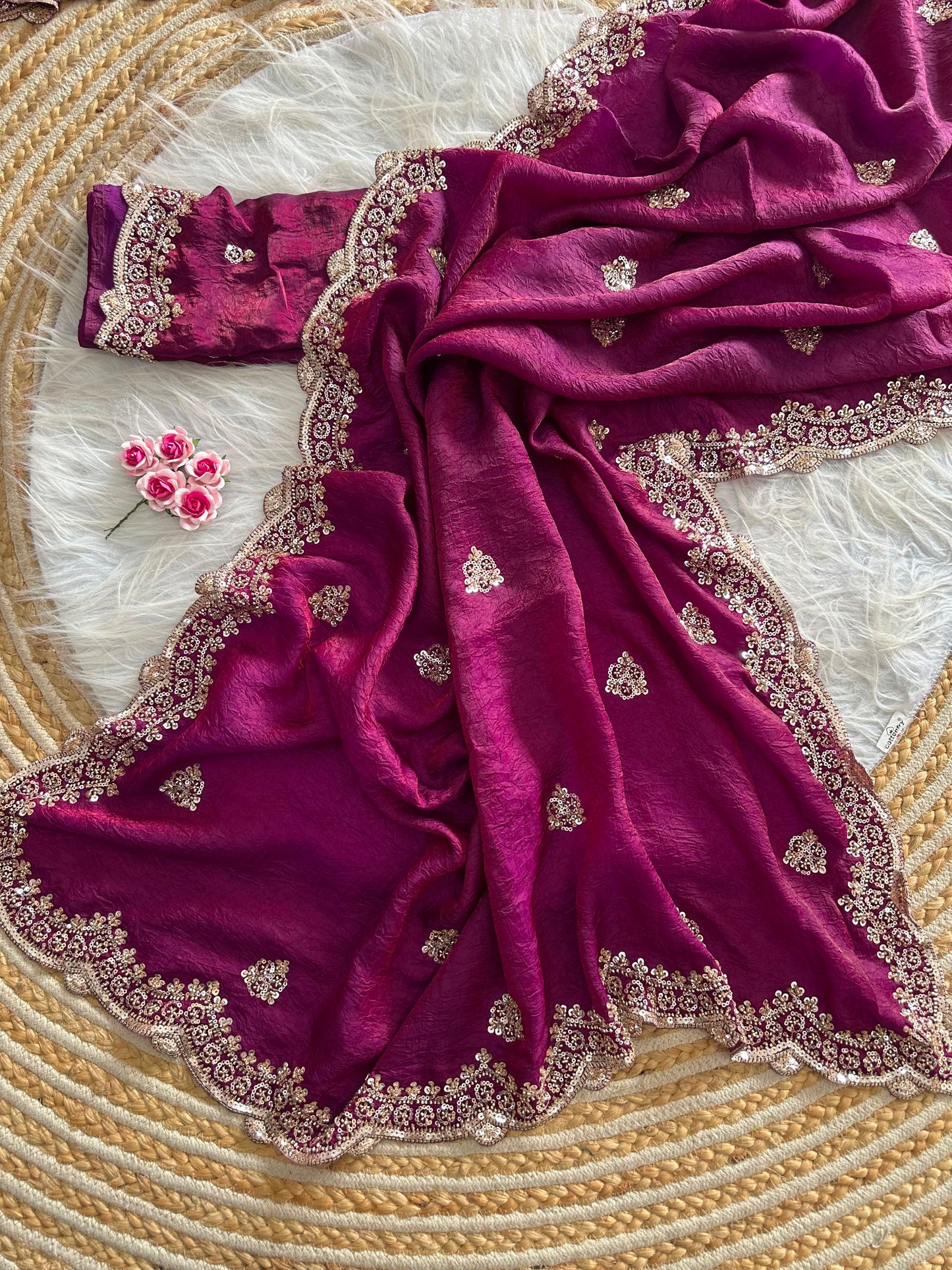 Forest Grace Fandy Silk Shimmer Colorful Sarees