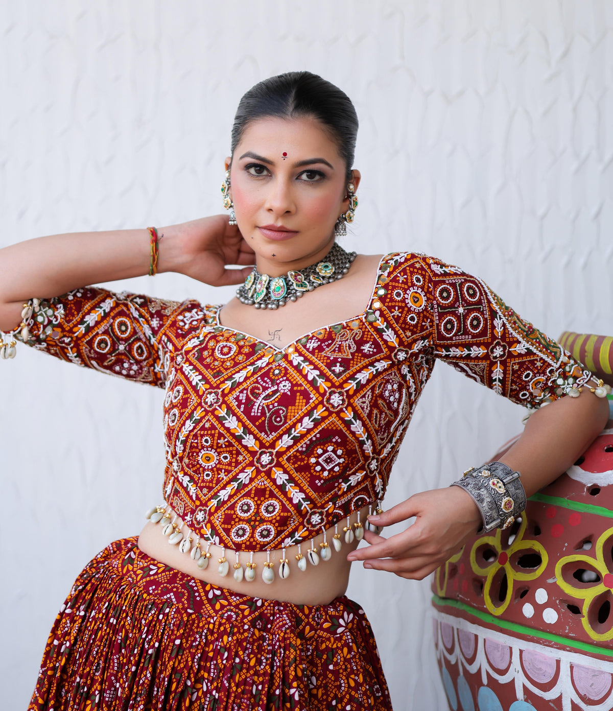 Pure Muslin Cotton Real Mirror Work Lehenga Choli