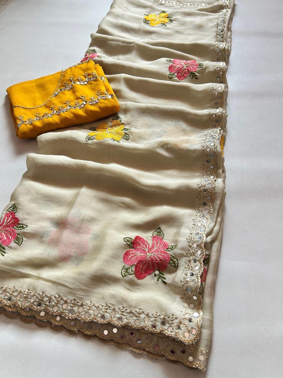 Style With Pride In Mirror Work Rangoli Silk Saree