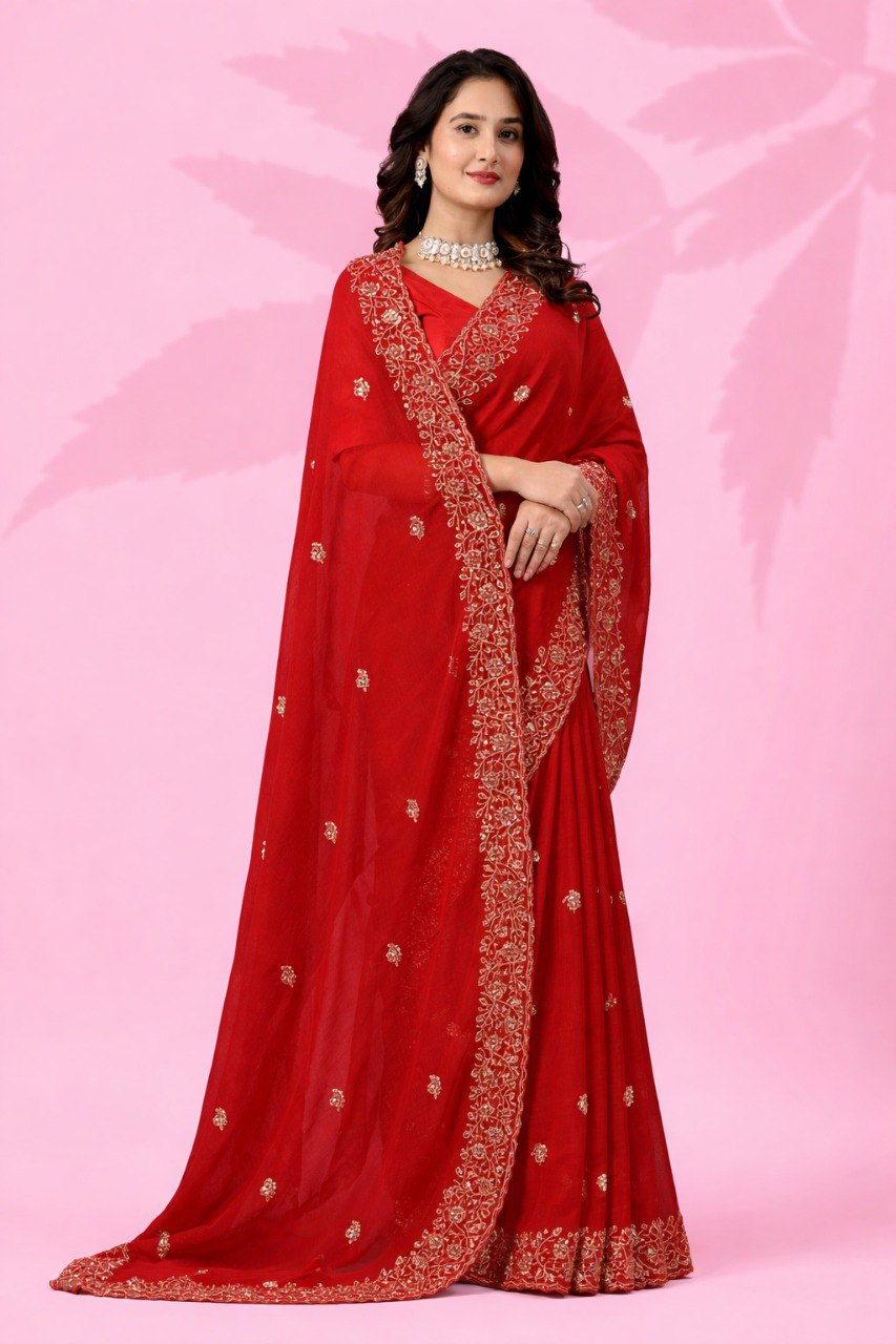 Timeless Beuatiful Red Gracefeul Art Silk Saree