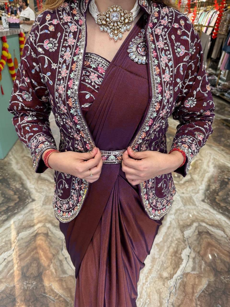 JACKET COORD PREMIUM SAREE SET - READY TO WEAR