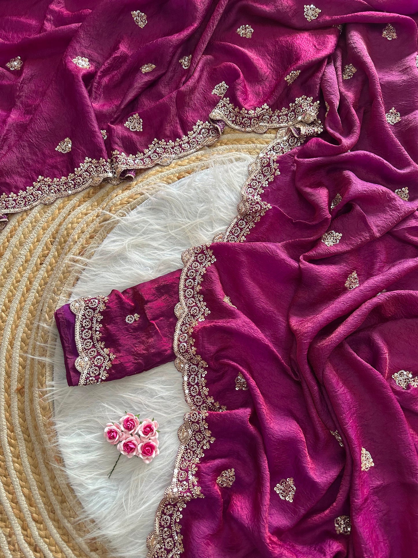 Forest Grace Fandy Silk Shimmer Colorful Sarees
