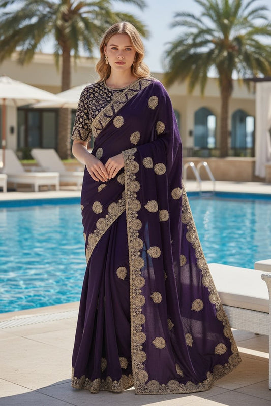 Sheer Elegance Exquisite Heavy Fandy Satin Silk Saree