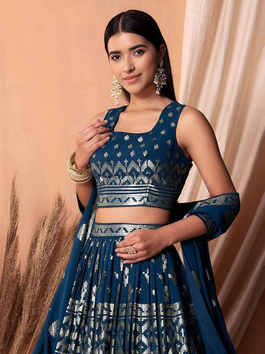 Royal Sapphire Deep Midnight Blue Designer Lehenga