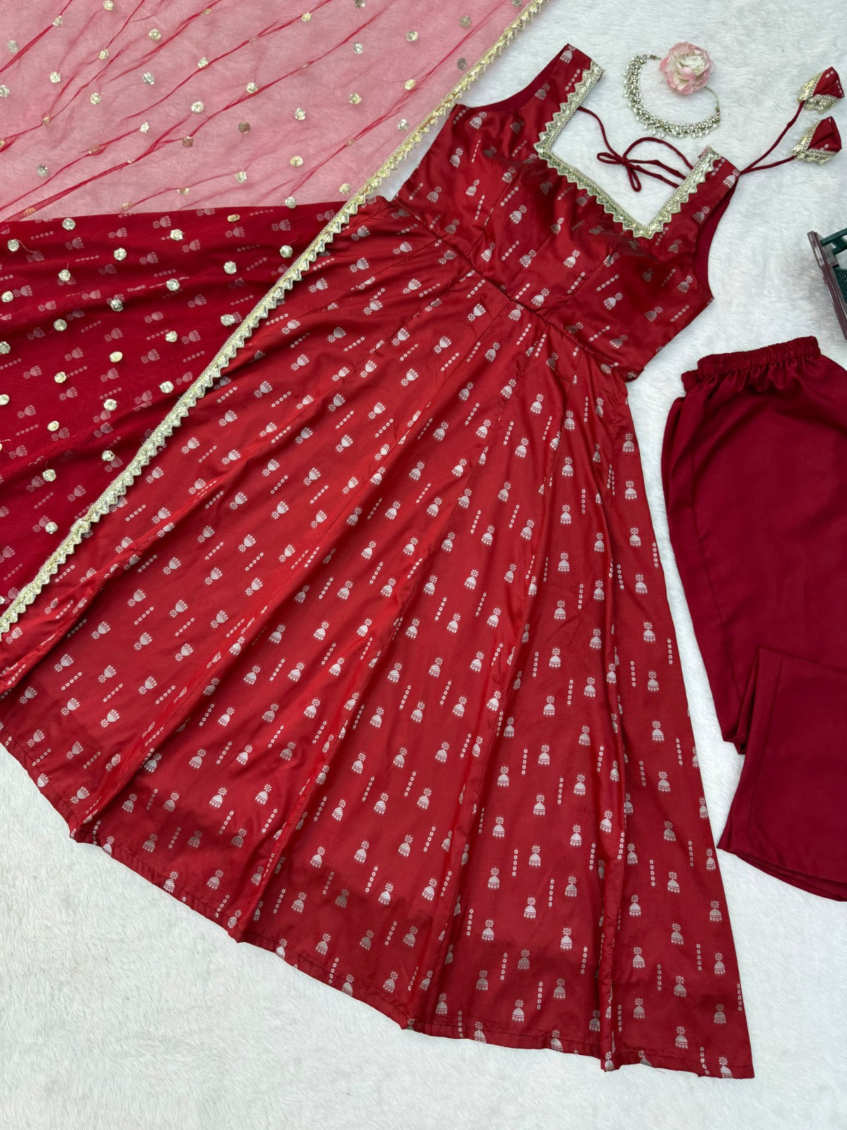Red Designer Anarkali Set – Elegant Ethnic Wear