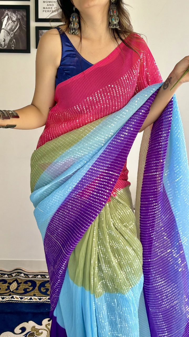 Crush Sequence Bling Saree