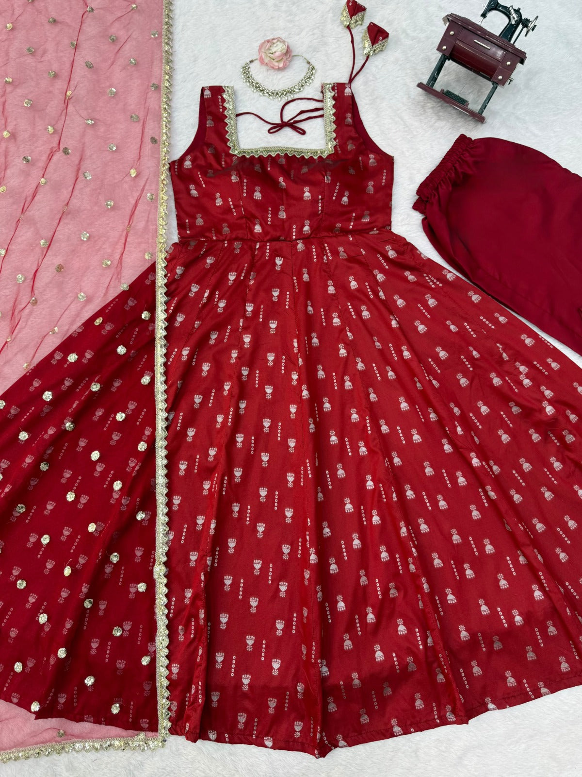 Red Designer Anarkali Set – Elegant Ethnic Wear