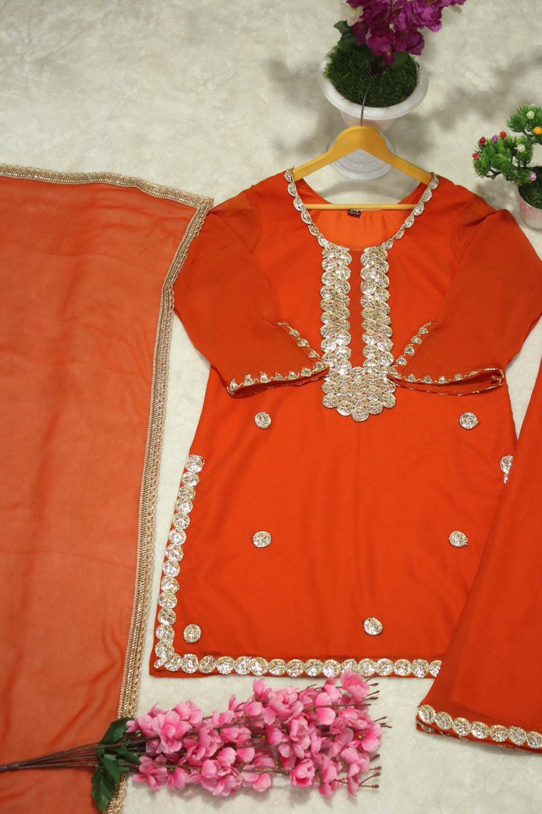 Orange Auspicious Timeless Suit Set