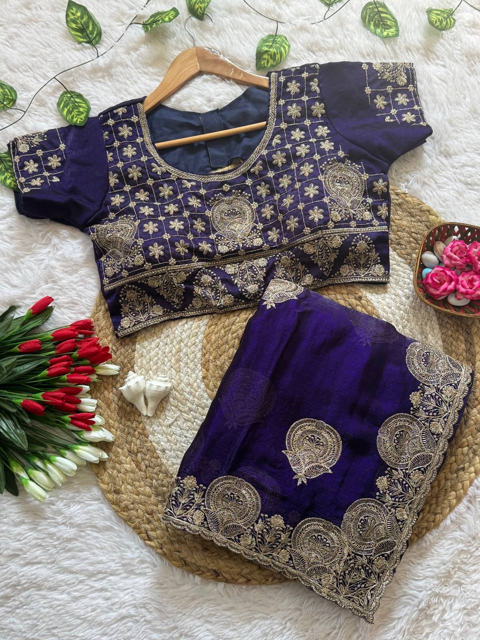 RICH LOOK FUNCTIONS PARTY WEAR SAREE - FOUR UNIQUE COLORS