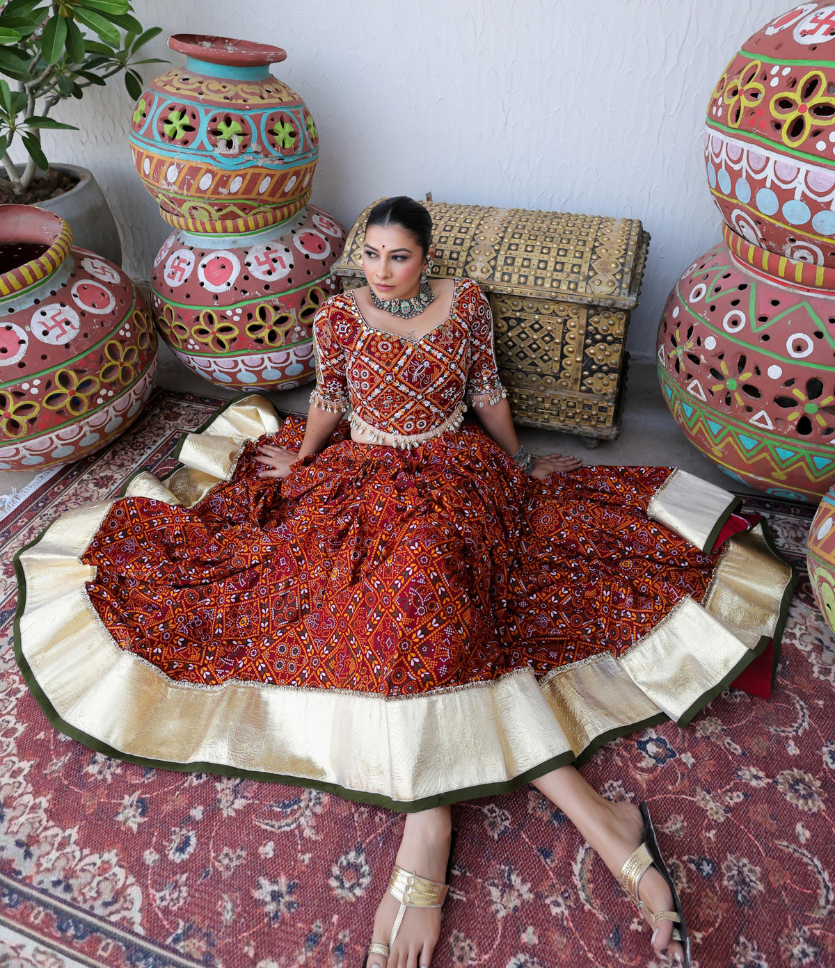 Pure Muslin Cotton Real Mirror Work Lehenga Choli