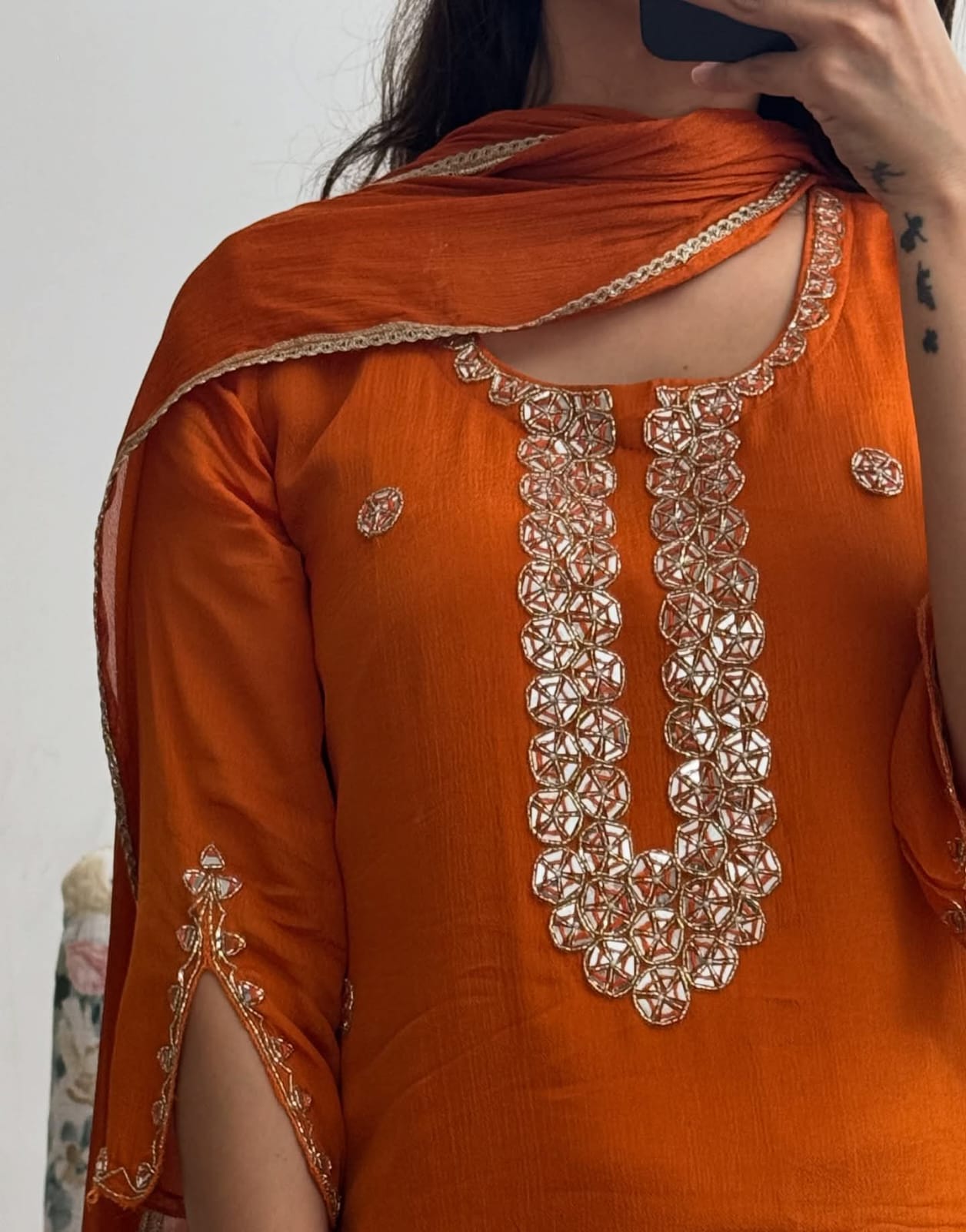 Orange Auspicious Timeless Suit Set