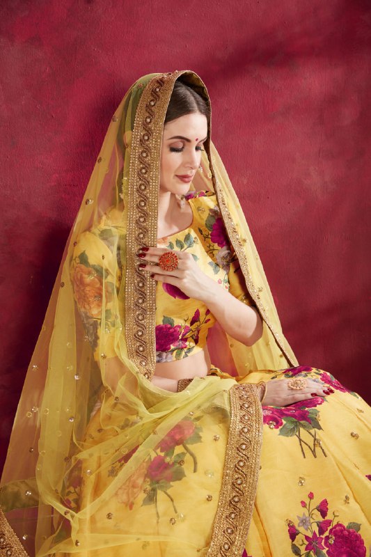 Haldi Event Floral Premium Lehenga