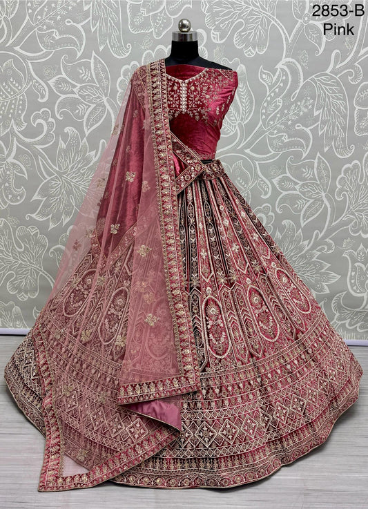Magnificent Art of Embroidery on Velvet Base Lehanga