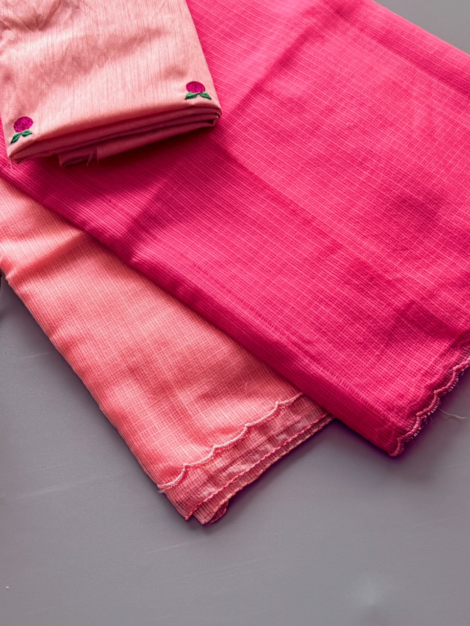 Pink Premium Viscose Kota Doriya Saree