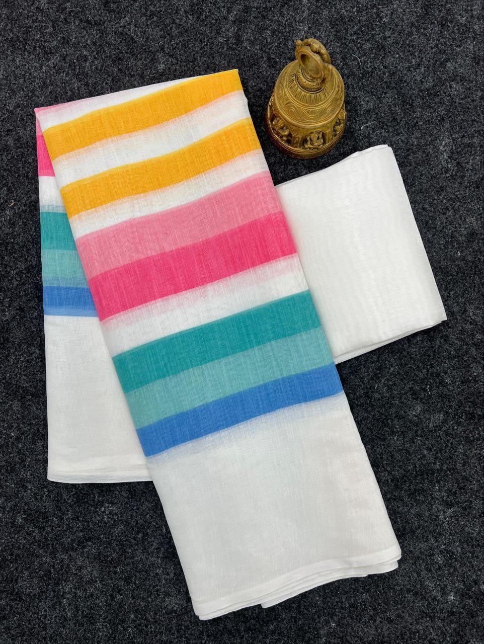 Rainbow Linen Multicolour Bollywood Saree