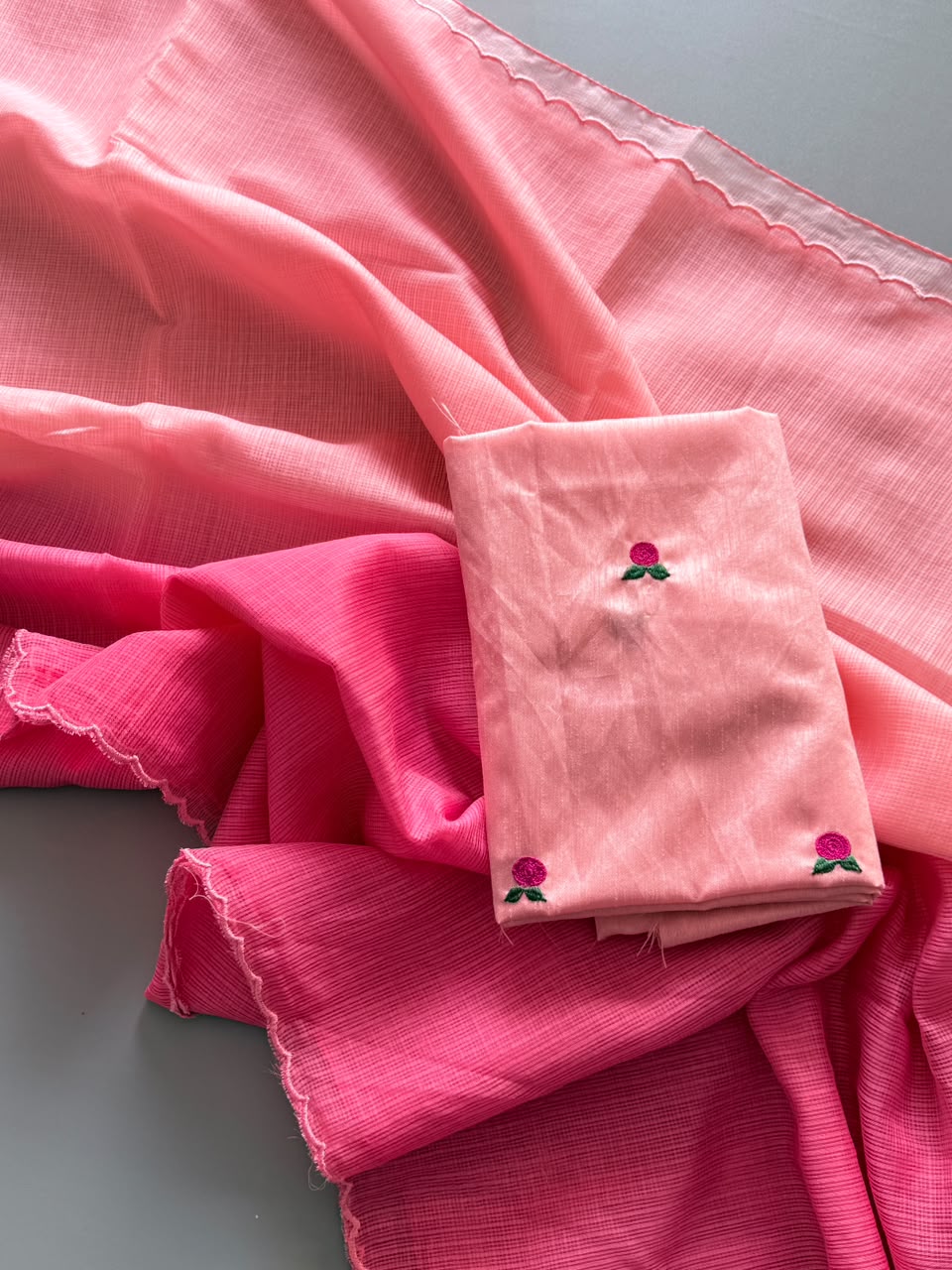 Pink Premium Viscose Kota Doriya Saree