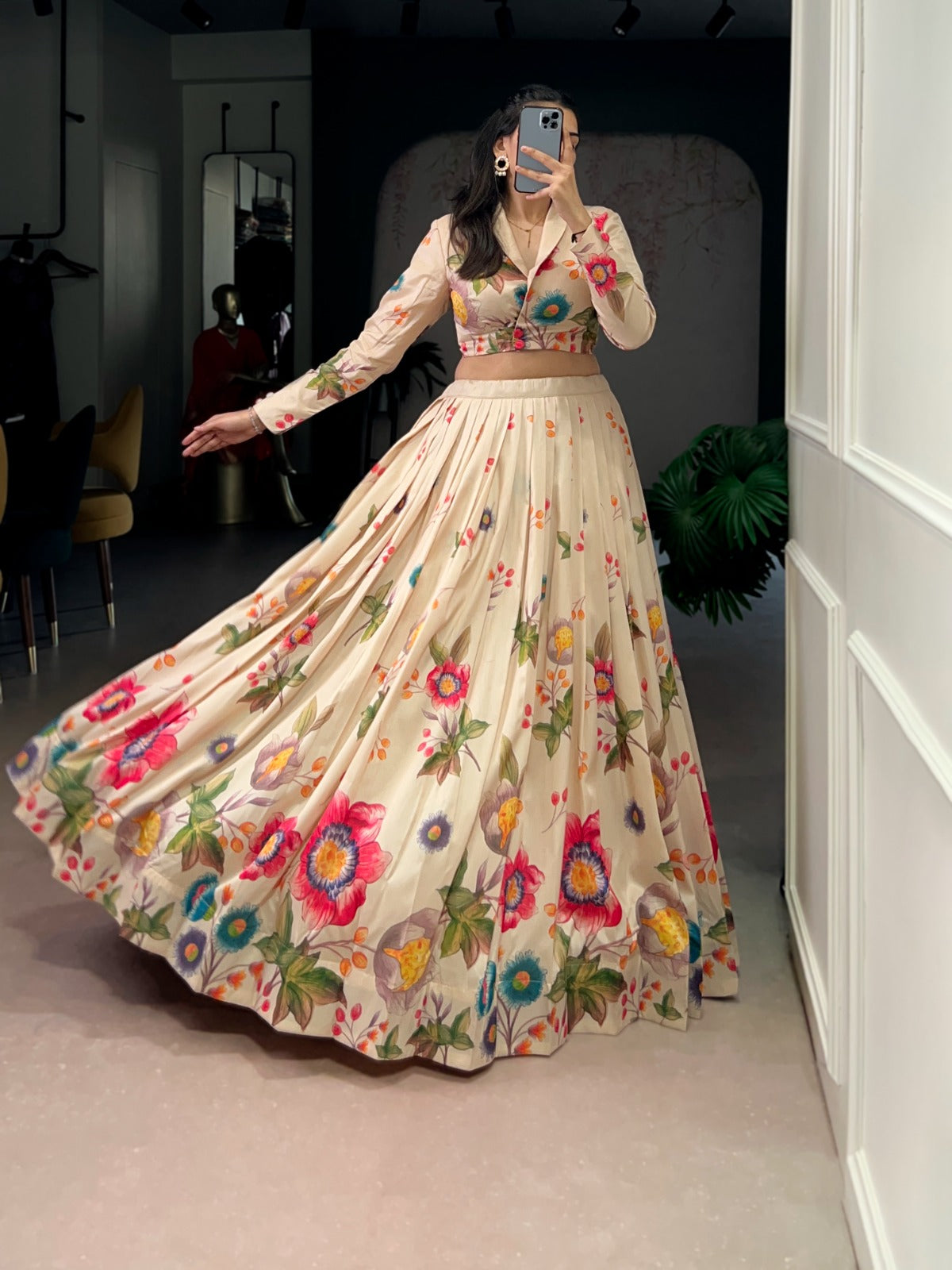 Blossom in Elegance: Floral Tasar Silk Co-ord Set