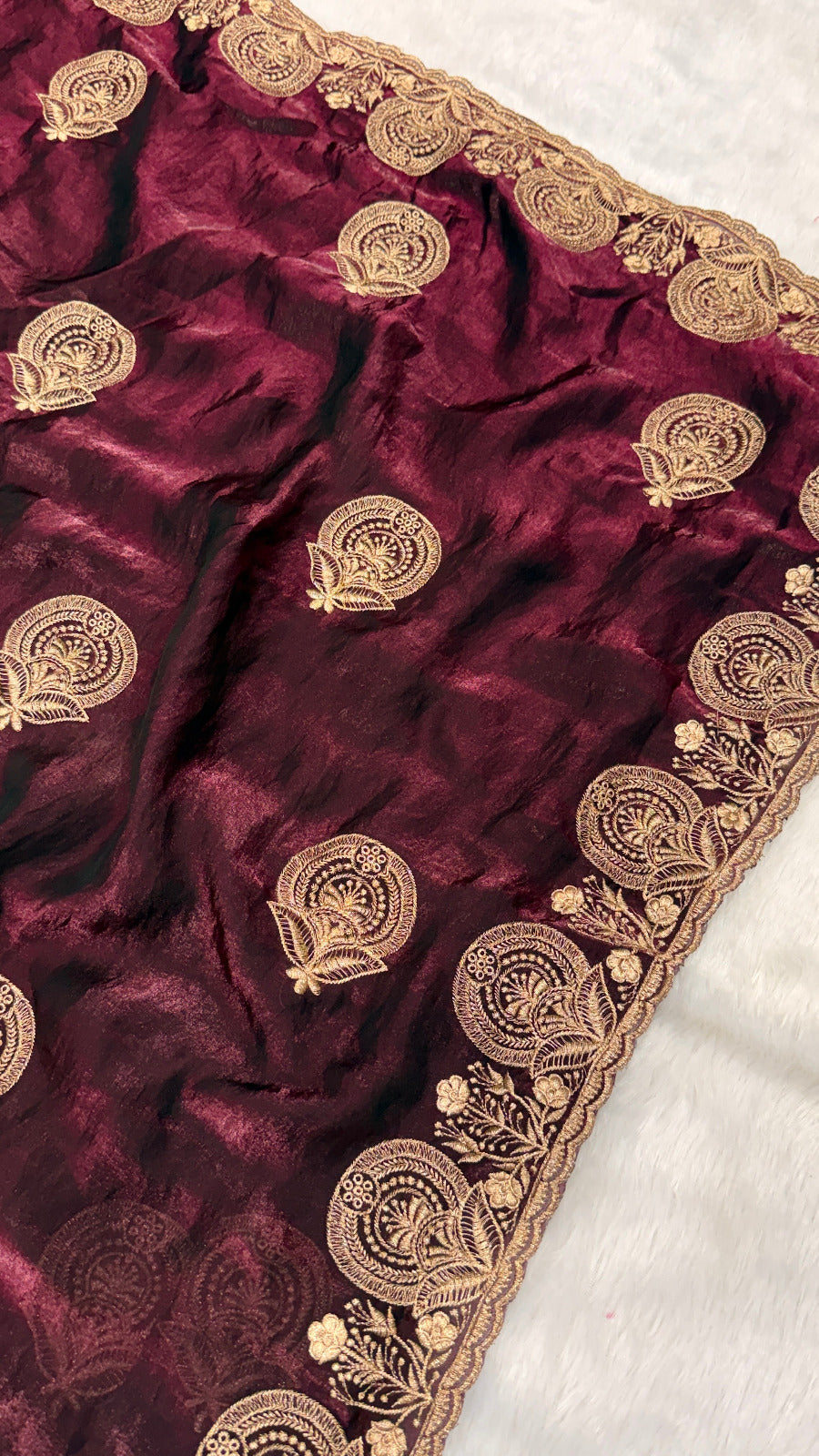 Sheer Elegance Exquisite Heavy Fandy Satin Silk Saree