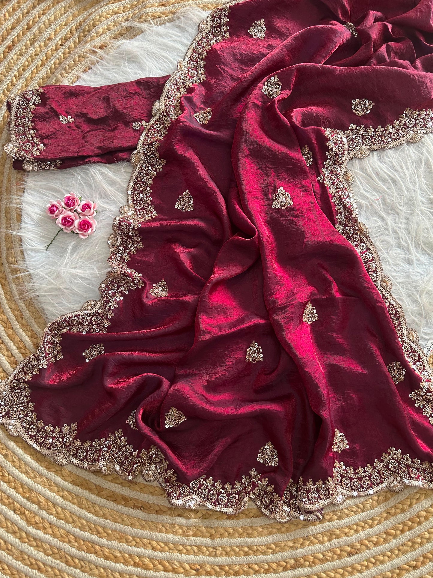 Forest Grace Fandy Silk Shimmer Colorful Sarees