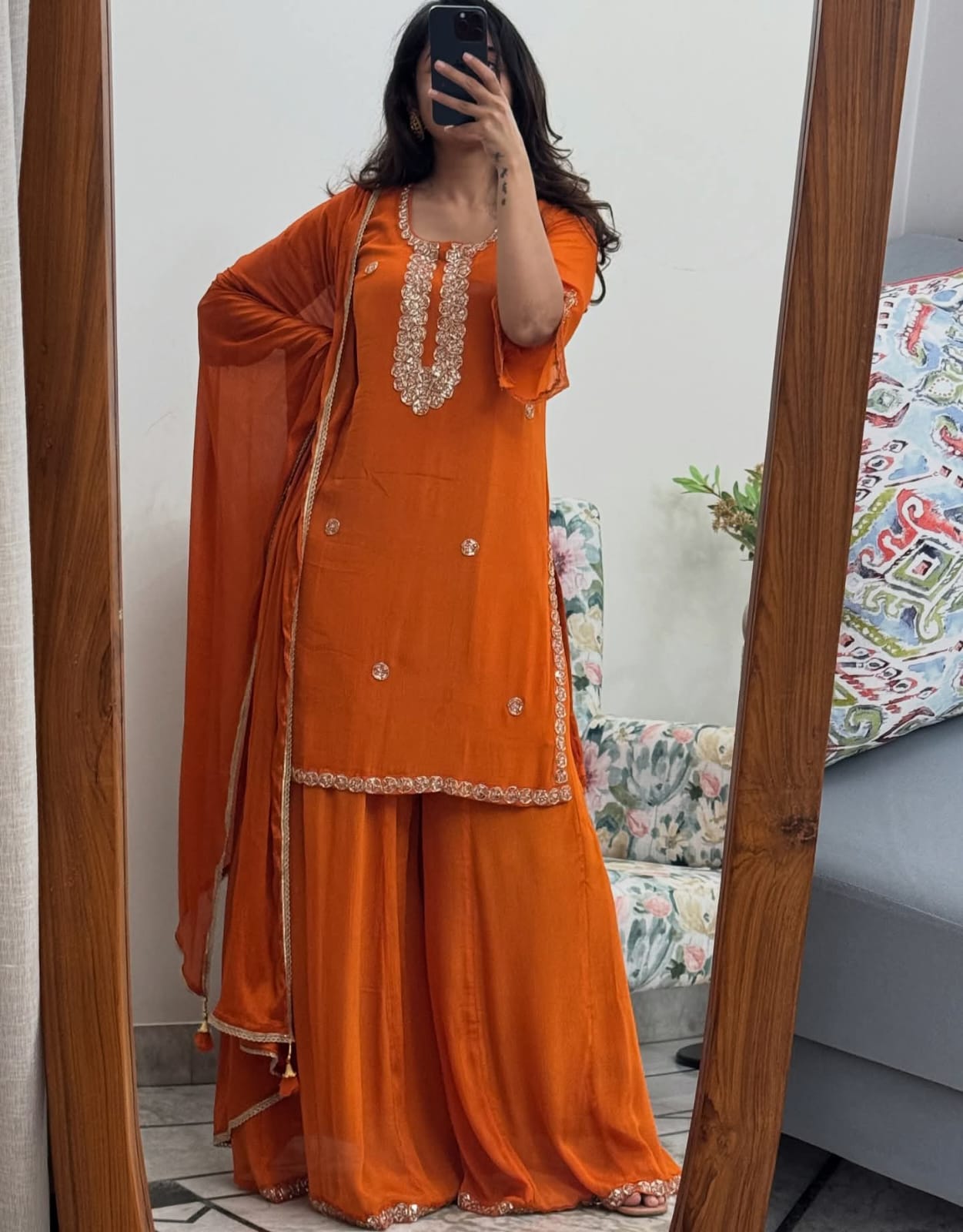 Orange Auspicious Timeless Suit Set