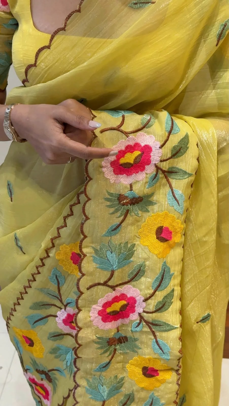 Crunchy Sunflower Party Wear Designer Saree