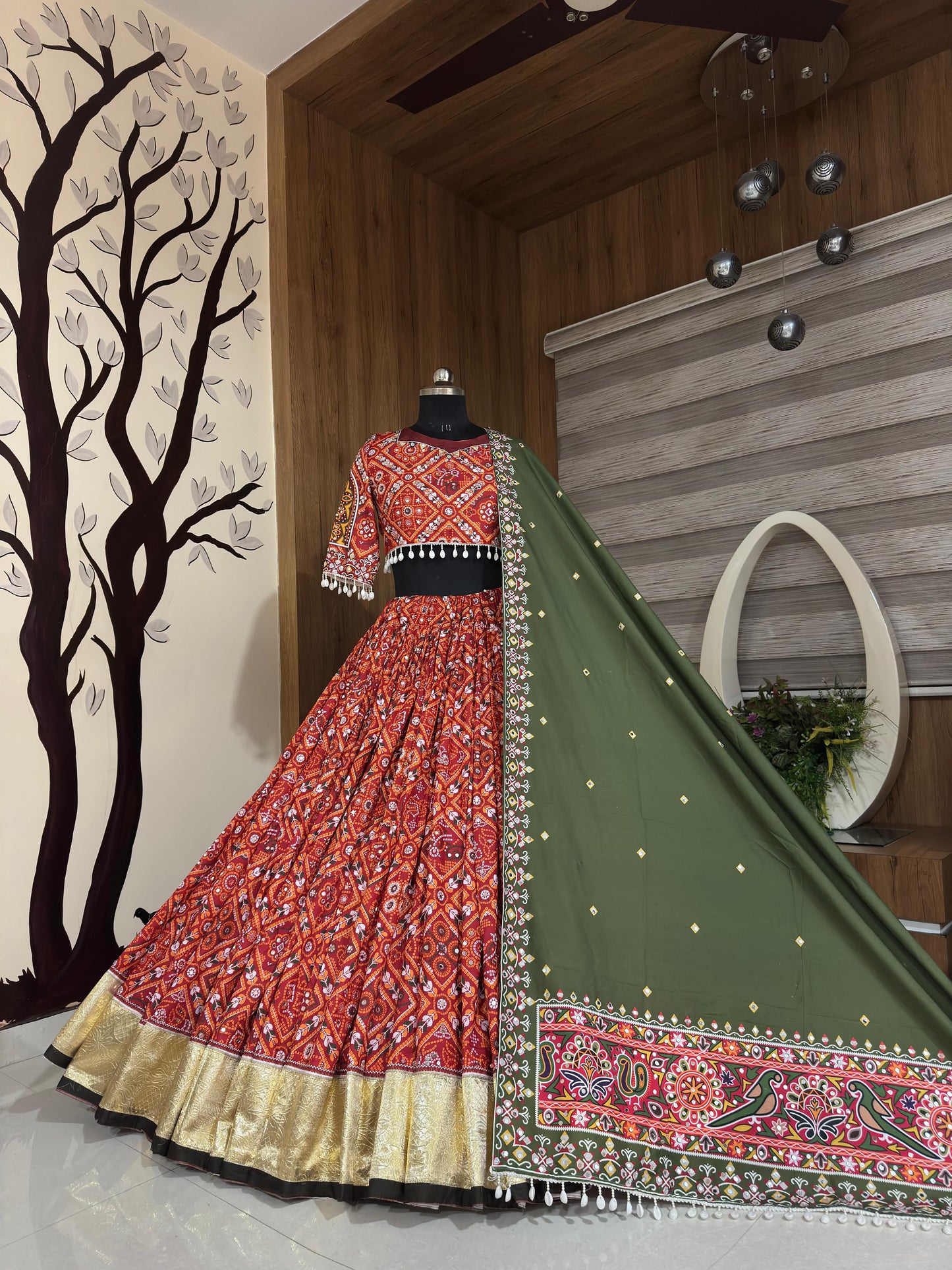 Pure Muslin Cotton Real Mirror Work Lehenga Choli