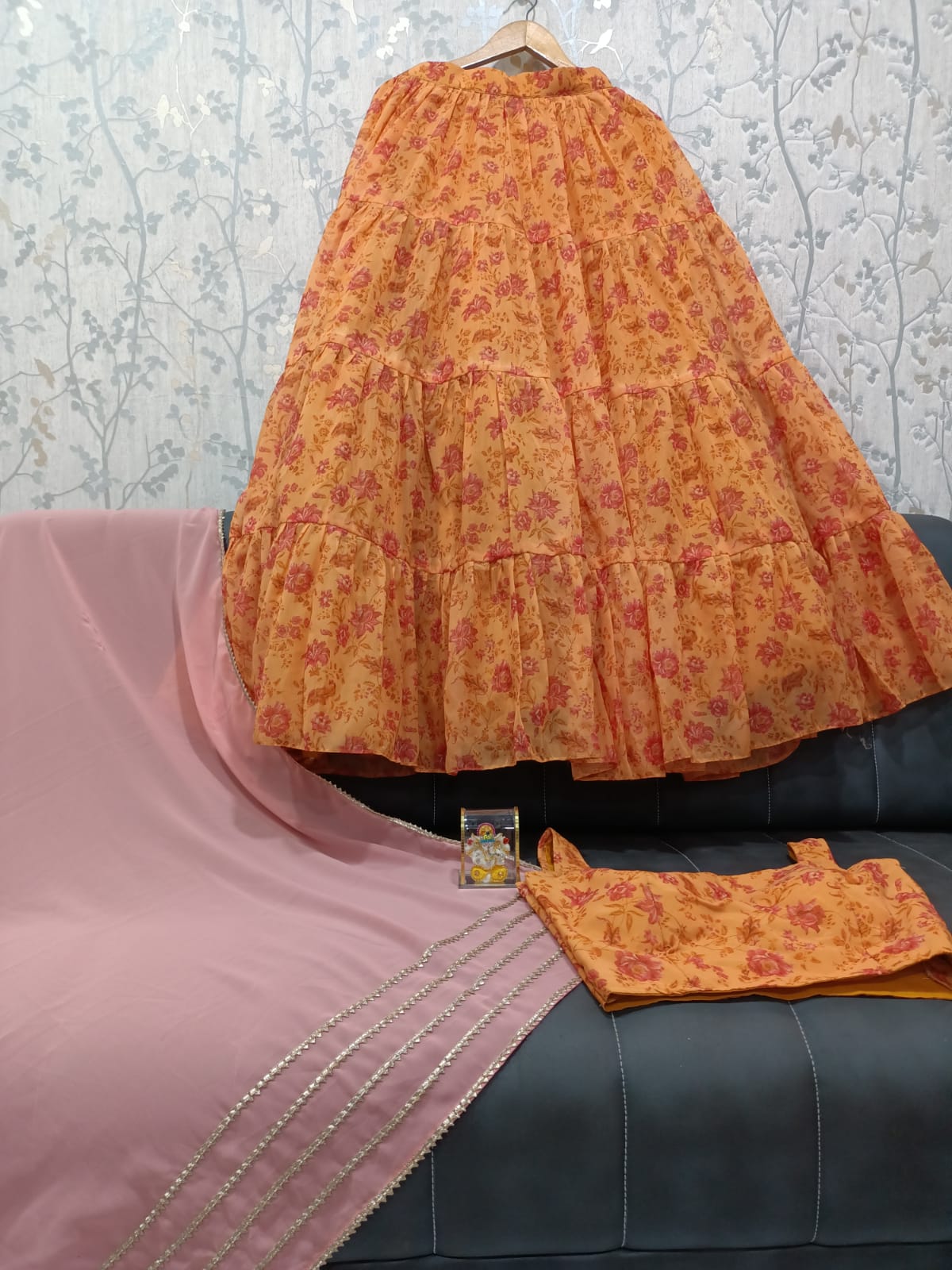 Mustard Yellow Digital Print Lehenga Choli Set