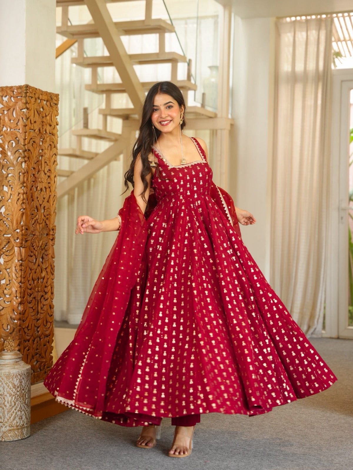 Red Designer Anarkali Set – Elegant Ethnic Wear