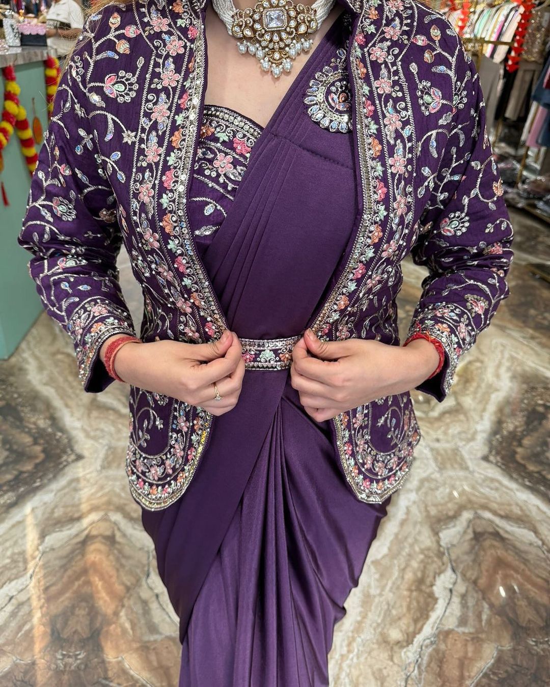 JACKET COORD PREMIUM SAREE SET - READY TO WEAR