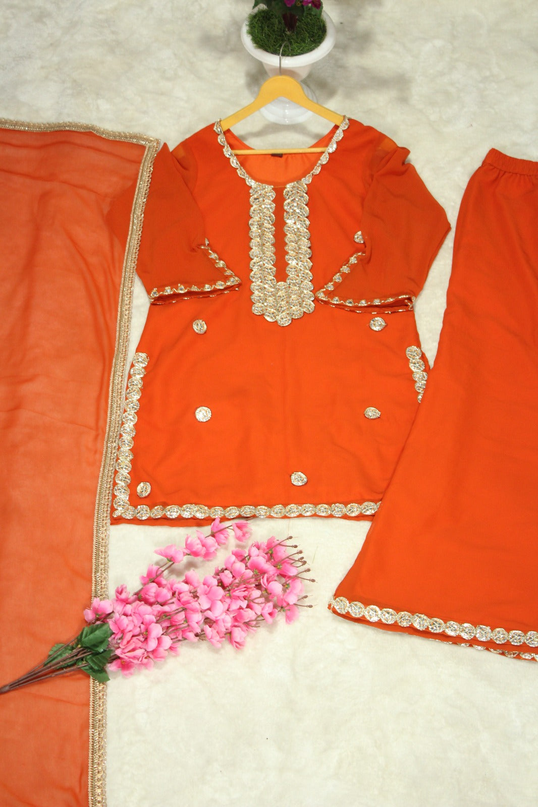 Orange Auspicious Timeless Suit Set