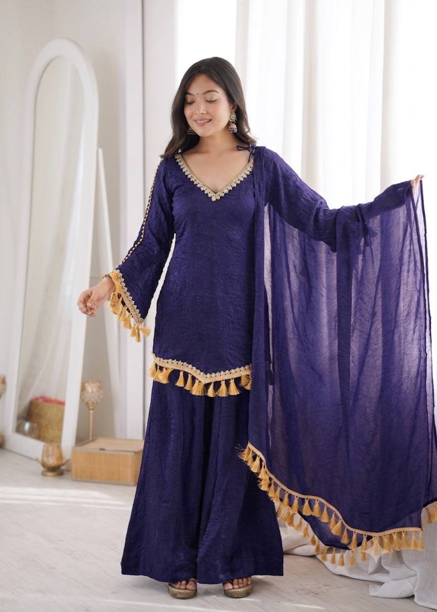 Regal Blue Women Ethnic Wear Festival Outfit