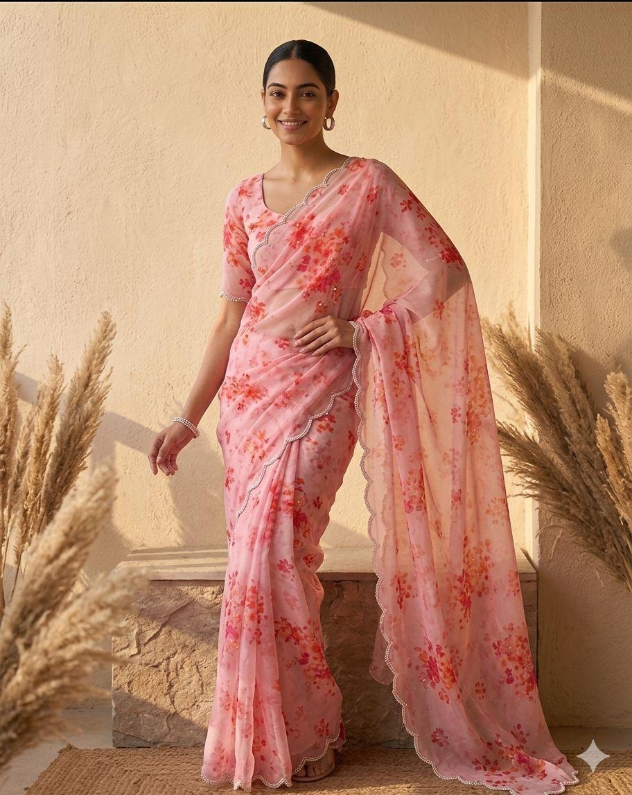 The Ultimate Elegance: Floral Georgette Edition Saree
