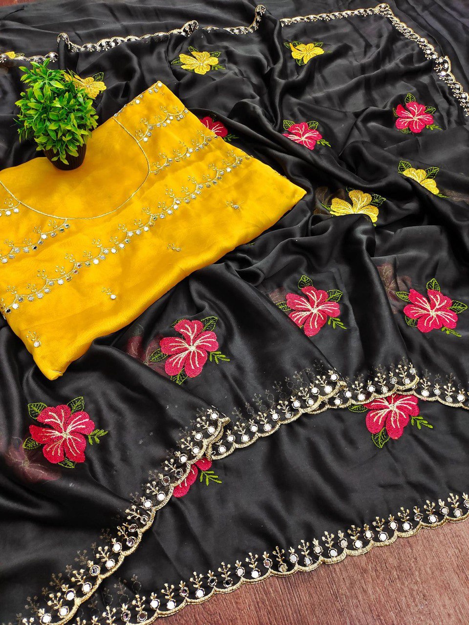 Style With Pride In Mirror Work Rangoli Silk Saree
