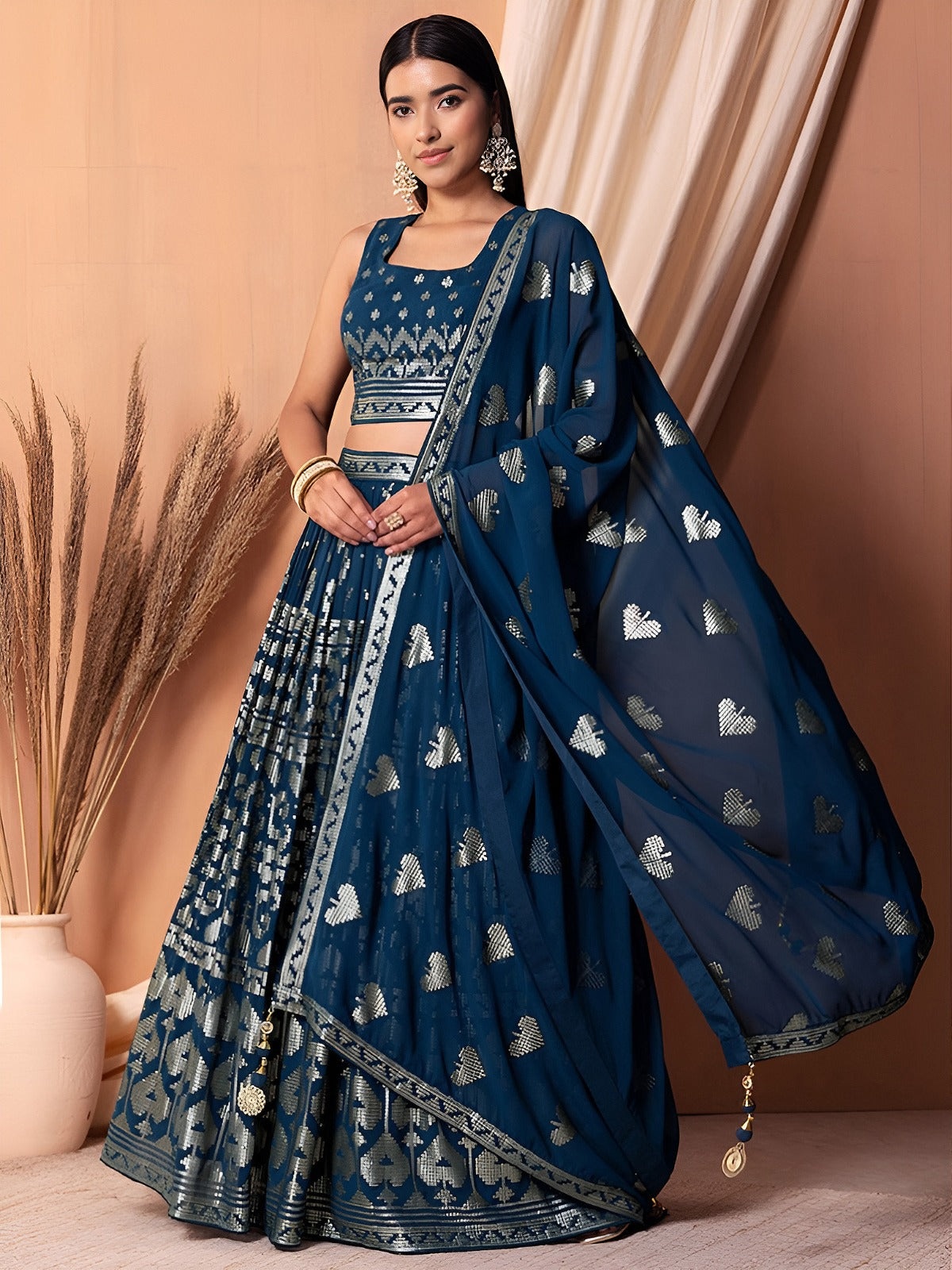Royal Sapphire Deep Midnight Blue Designer Lehenga