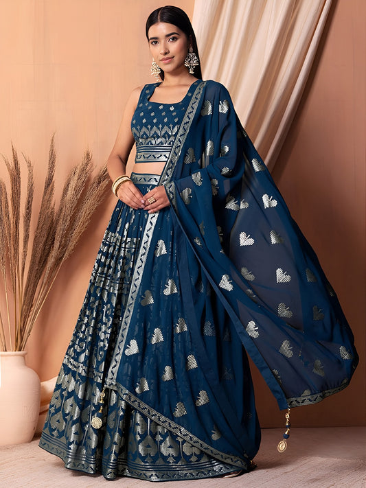 Royal Sapphire Deep Midnight Blue Designer Lehenga
