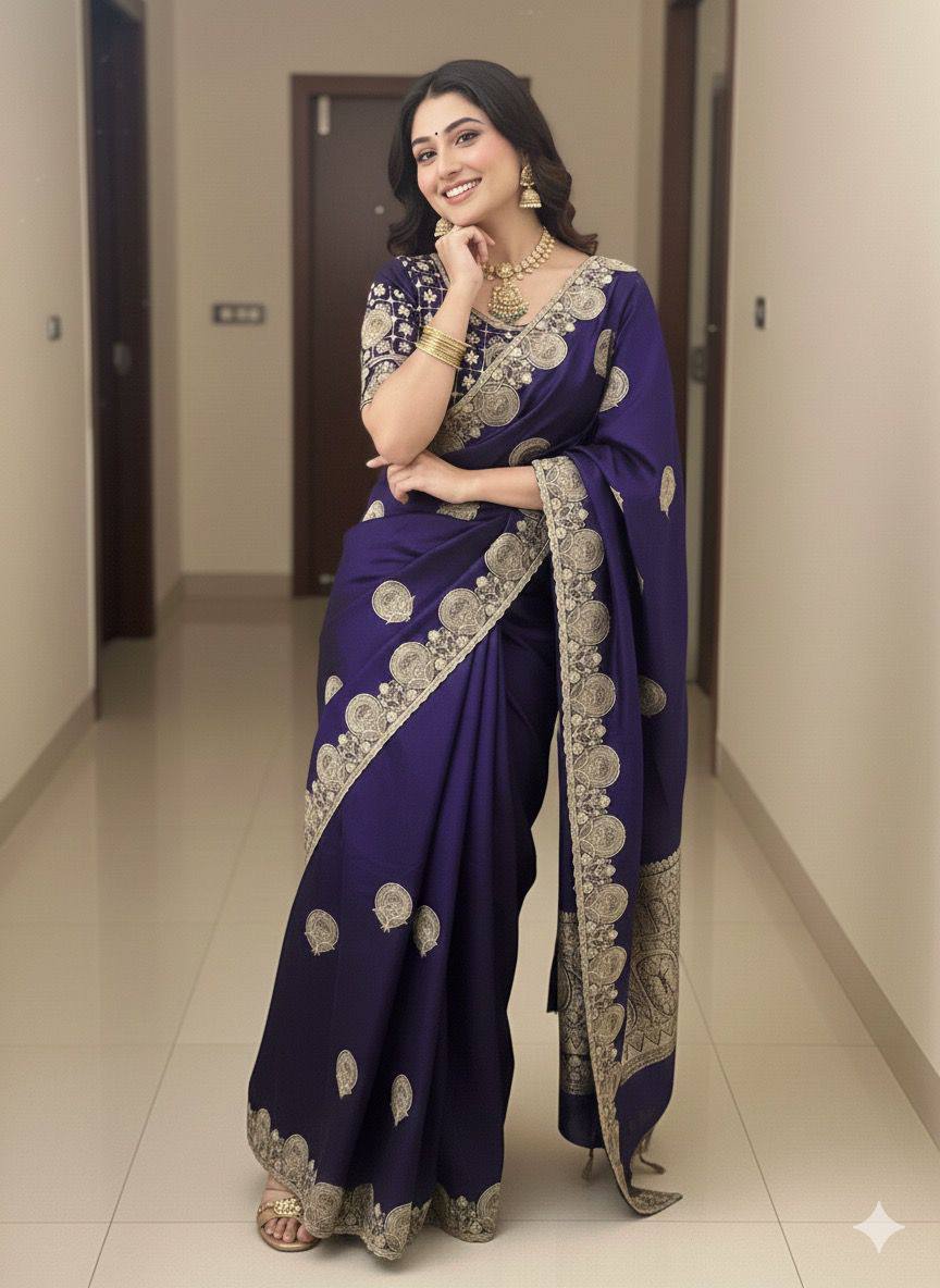 RICH LOOK FUNCTIONS PARTY WEAR SAREE - FOUR UNIQUE COLORS
