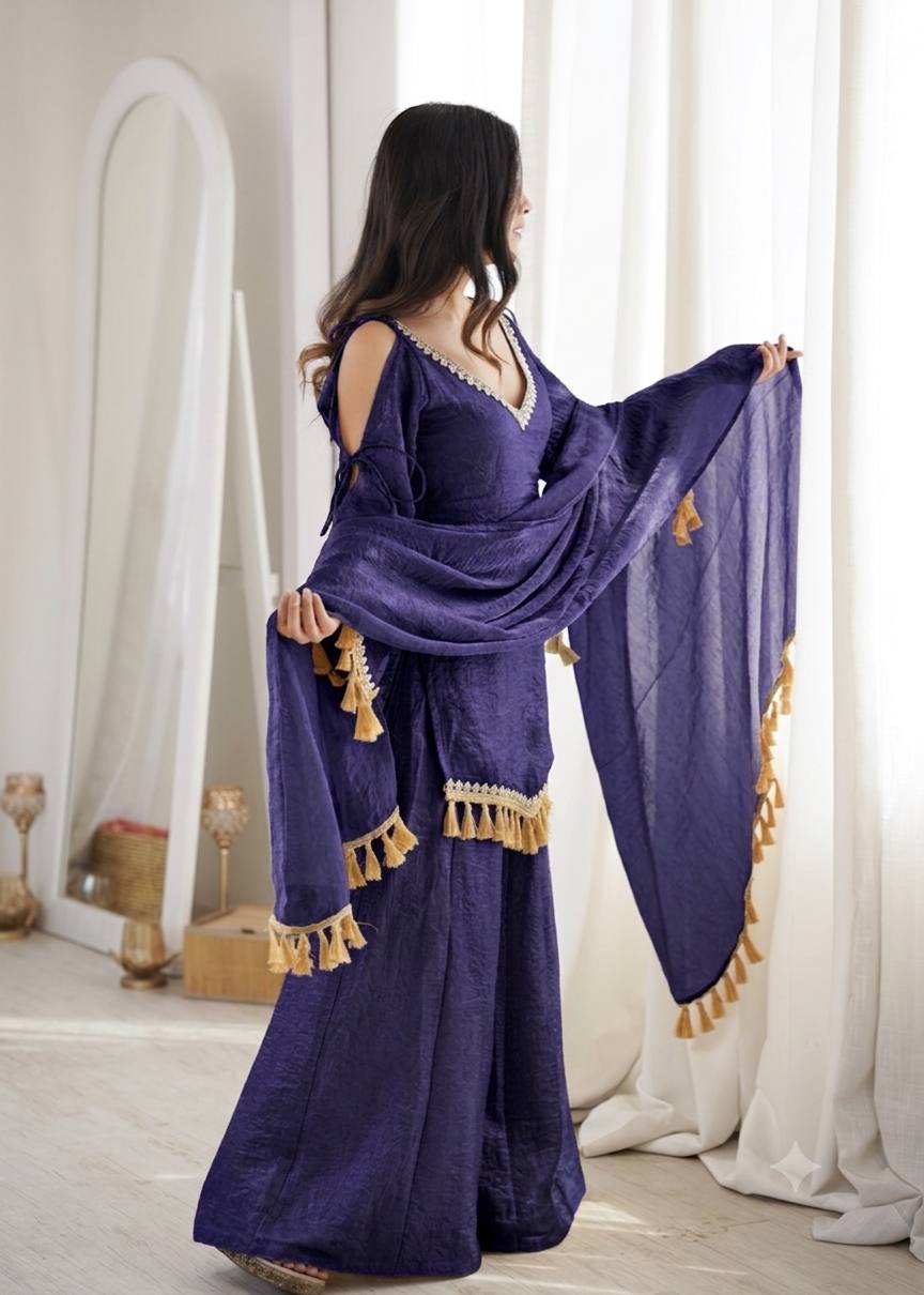 Regal Blue Women Ethnic Wear Festival Outfit