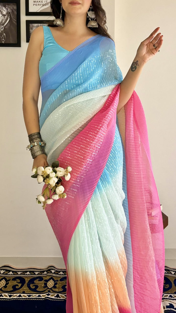 Crush Sequence Bling Saree