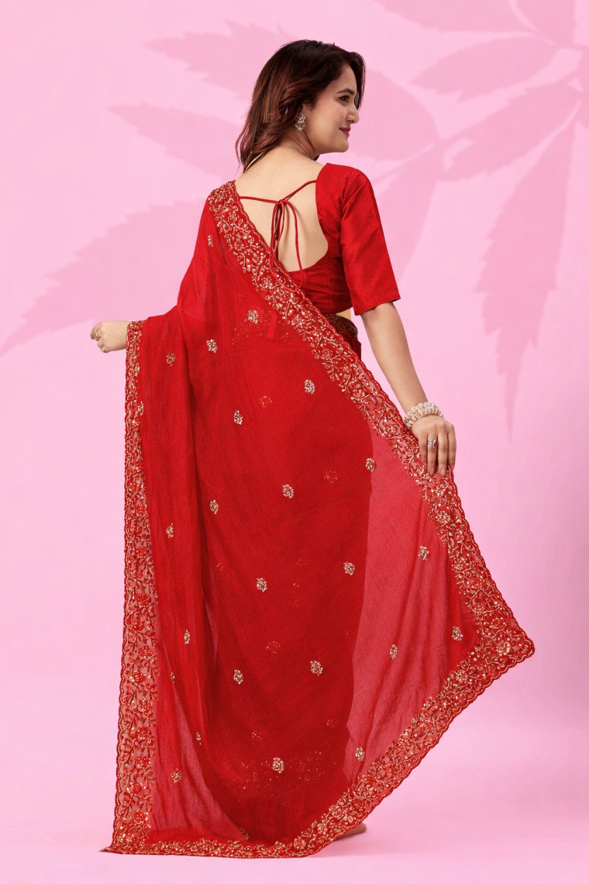 Timeless Beuatiful Red Gracefeul Art Silk Saree