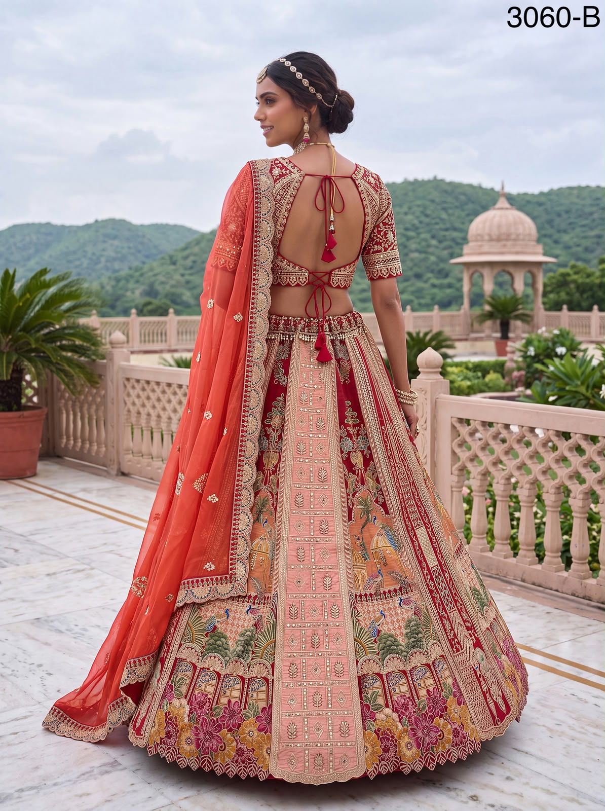 Royal Heritage Pichwai Lehenga in Orange Hues