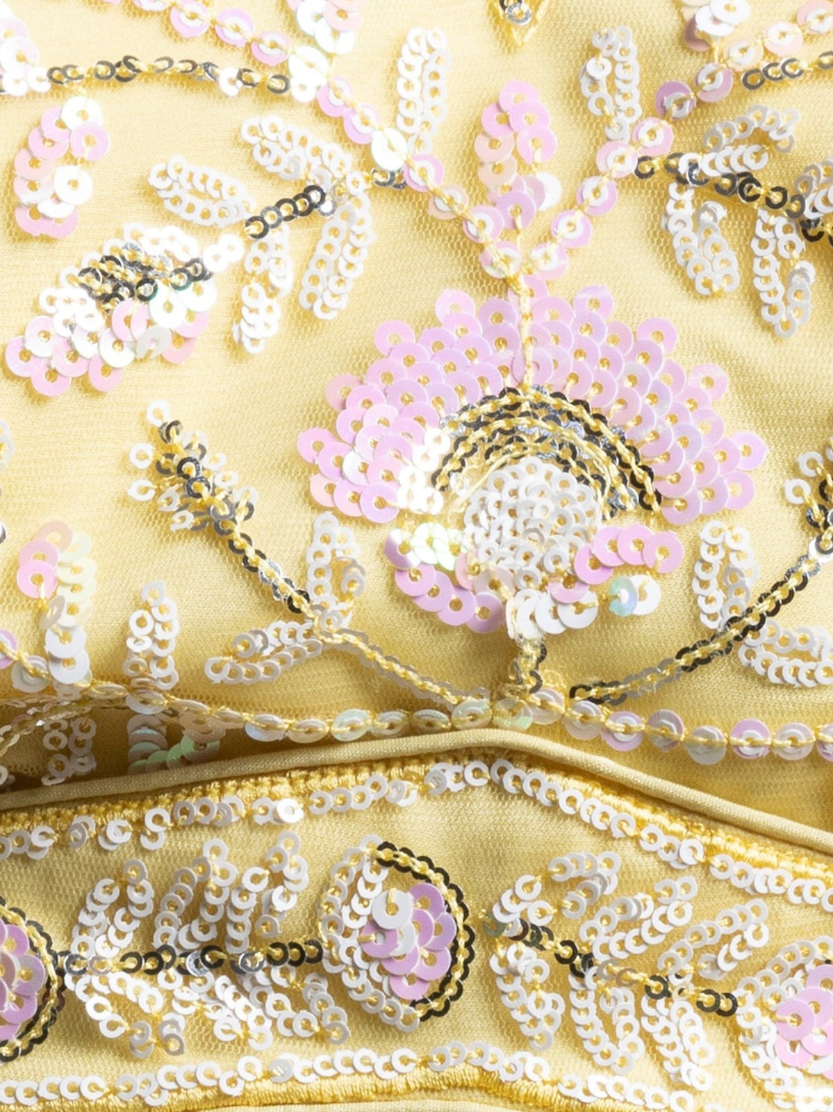 Pastel Yellow Floral Sequins Embroidered Lehenga Choli