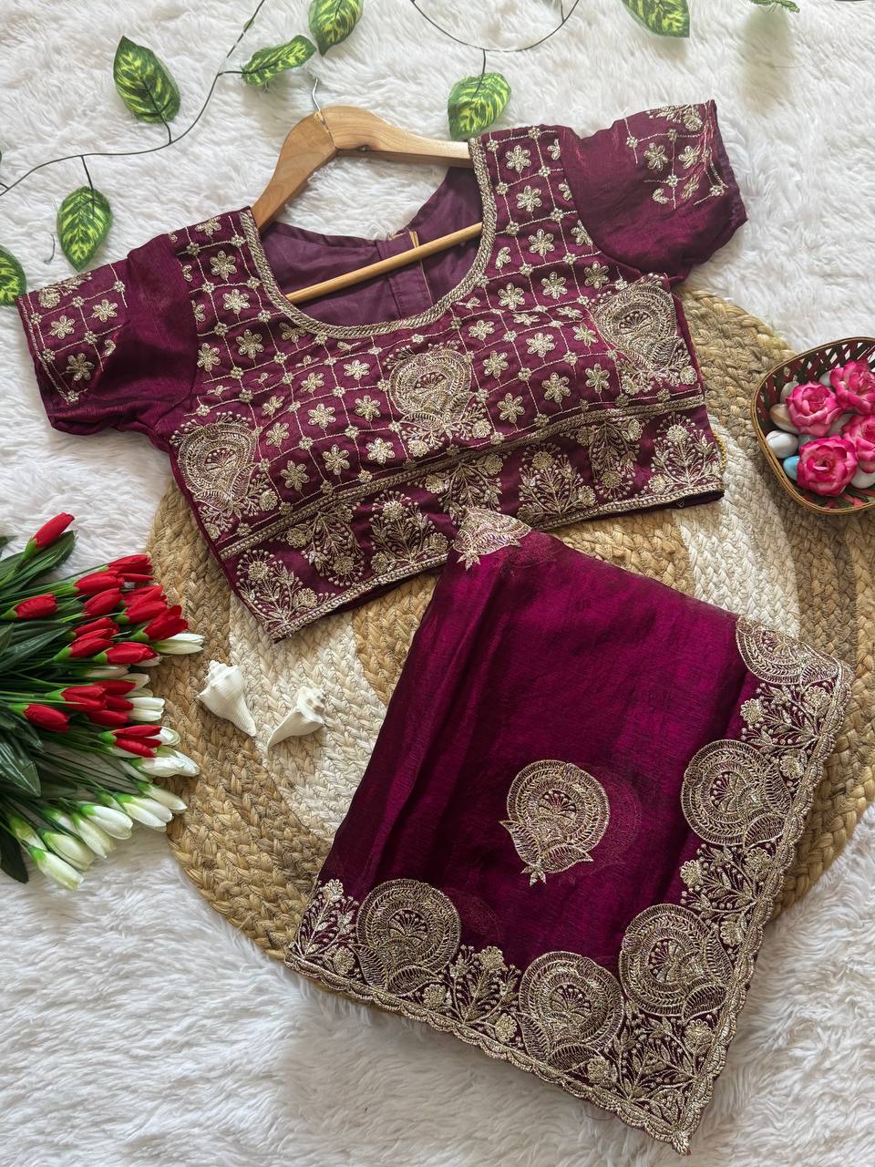 RICH LOOK FUNCTIONS PARTY WEAR SAREE - FOUR UNIQUE COLORS