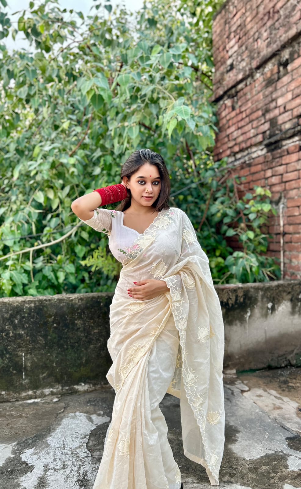 Pure Chanderi Cotton Embroidered Work Saree