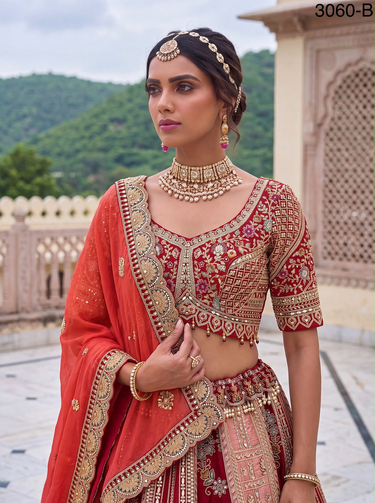 Royal Heritage Pichwai Lehenga in Orange Hues