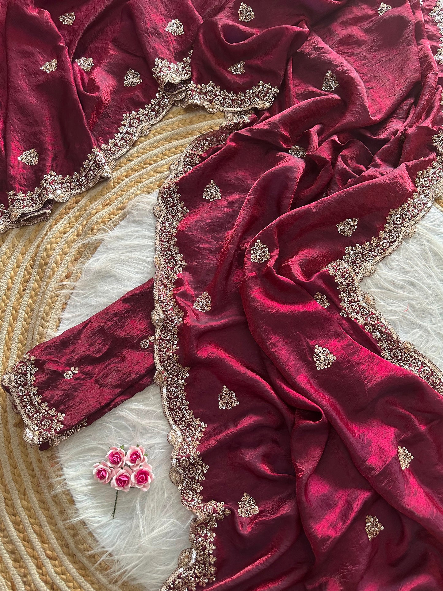 Forest Grace Fandy Silk Shimmer Colorful Sarees