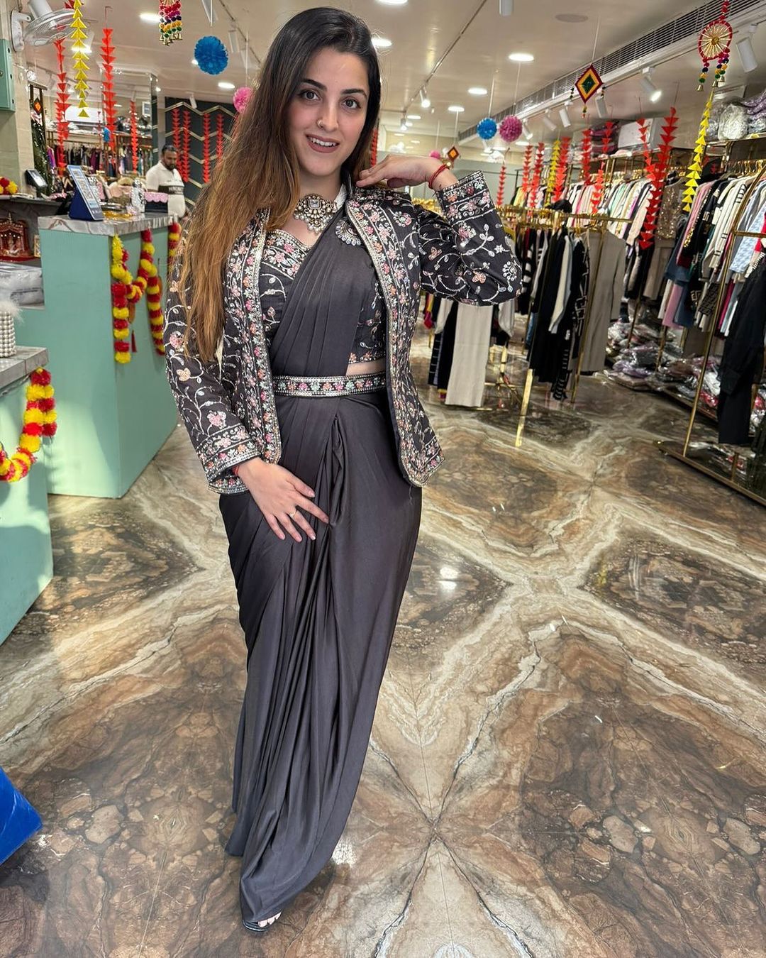 JACKET COORD PREMIUM SAREE SET - READY TO WEAR