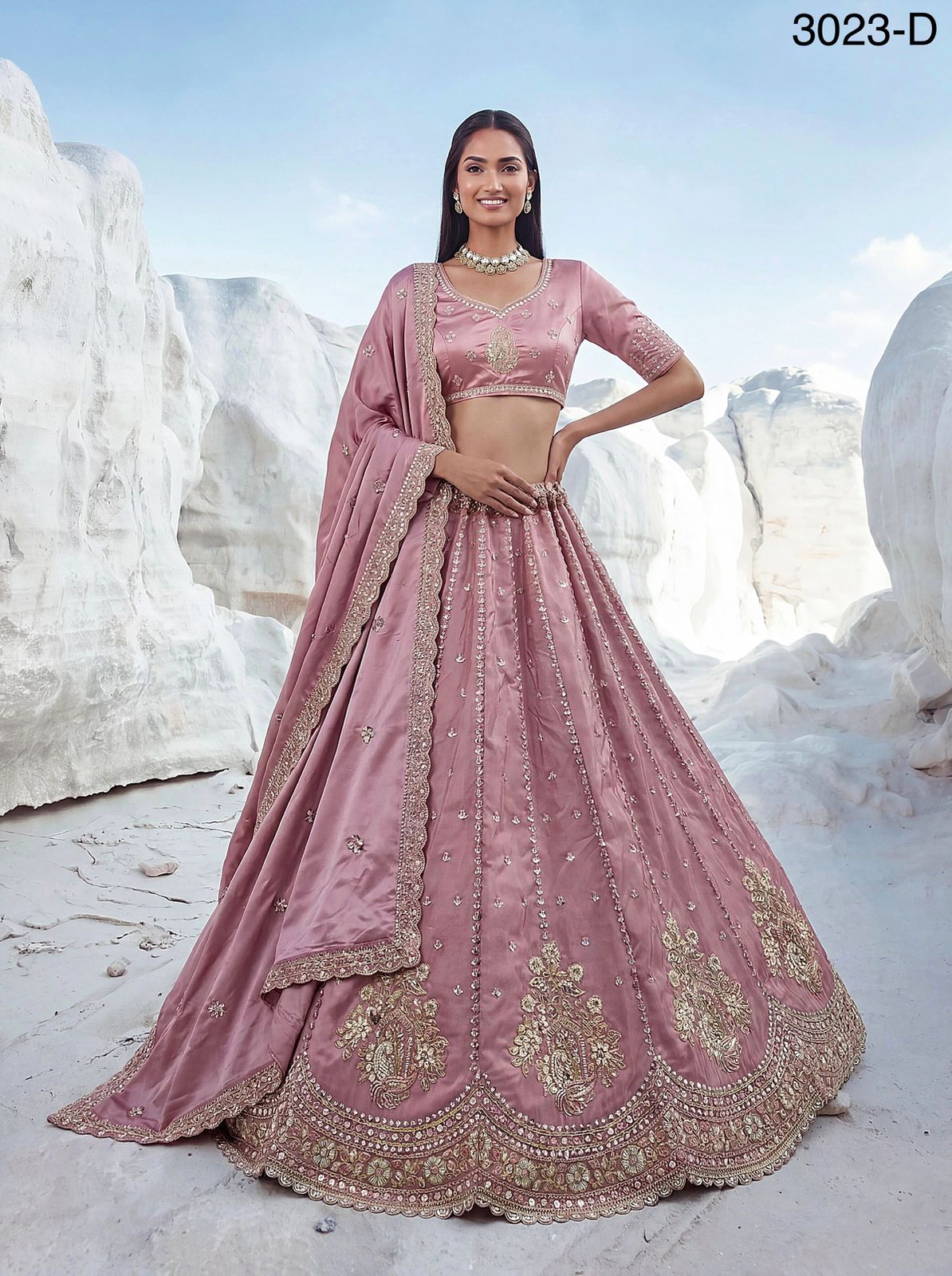 Twilight Bloom Intricate Handwork Designed Scalloped Lehenga Choli