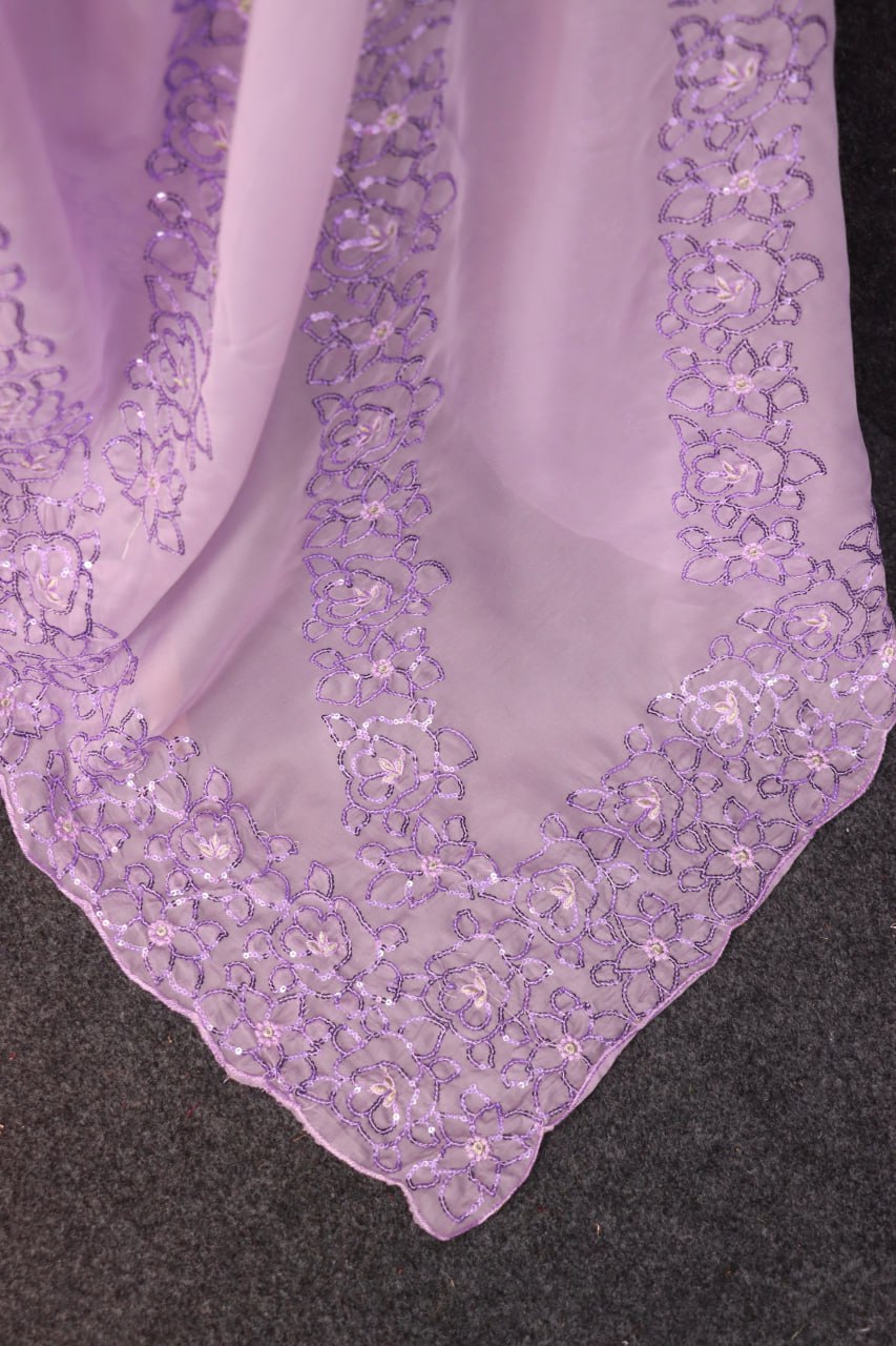 Lavender Sheer Organza Silk Saree