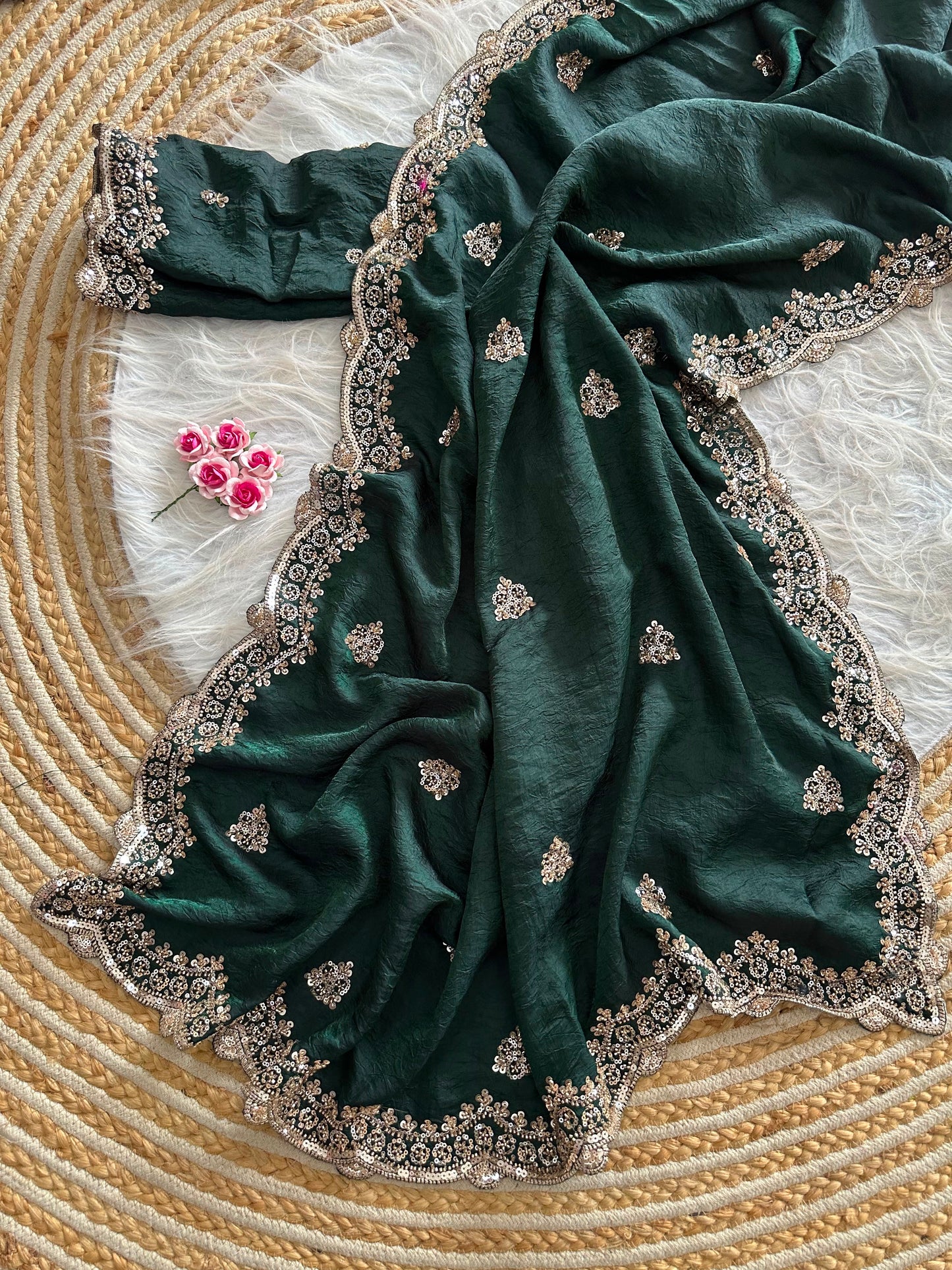 Forest Grace Fandy Silk Shimmer Colorful Sarees